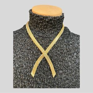 Vintage NAPIER Gold Tone Crossover Collar Necklace